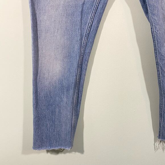 IRO Women's Blue Raw Hem Button Fly High Rise Straight Leg Jeans Size 34 - Picture 4 of 9